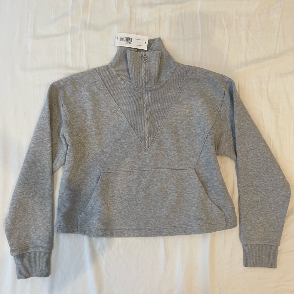 Outdoor Voices Half 1/2 Zip Cropped Sweater Gray XS NEW